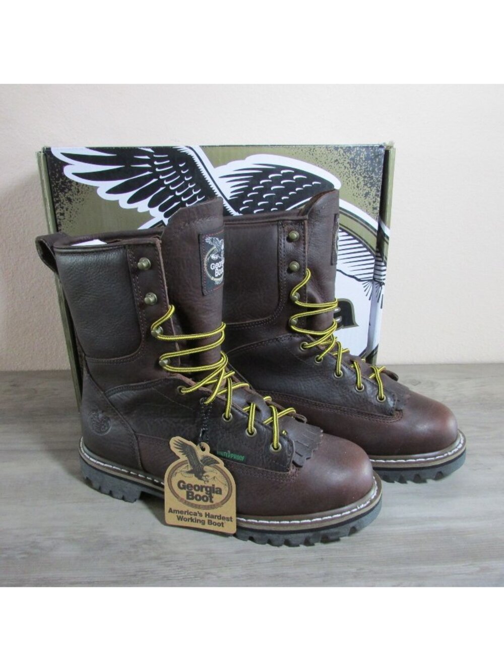 Georgia Boot Men's WIDE Waterproof Lace To Toe 8" Work Boot Chocolate G101